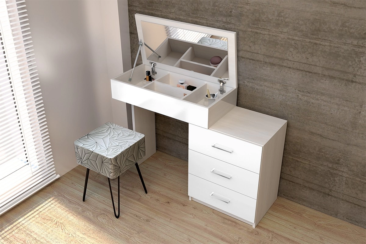Стол Туалетный Катрин МДФ Белый Глянец (Ш-1140/В-785/Г-390мм)