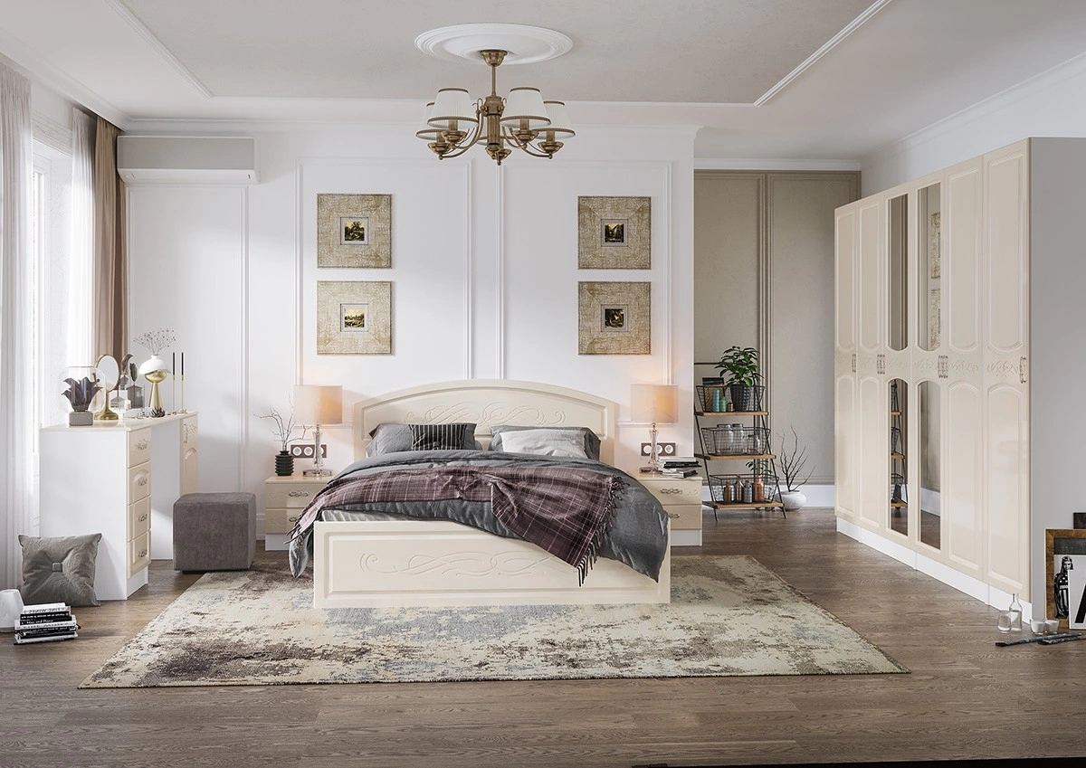 Спальный Гарнитур Венесуэла №1 МДФ/Жемчуг Глянец 