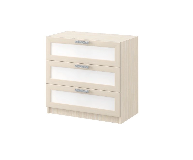Комод ДЮ-03 Юнга-7 ЛДСП Белый ХДФ+Рамочный Профиль/Ясень Шимо Светлый (Д-750 x В-770 x Г-440 мм)