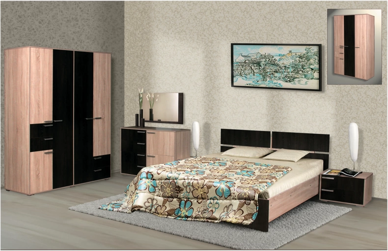 Ивушка Спальный Гарнитур ЛДСП (Шкаф 4-х Створчатый) с Матрасом в Подарок/Разные Цвета