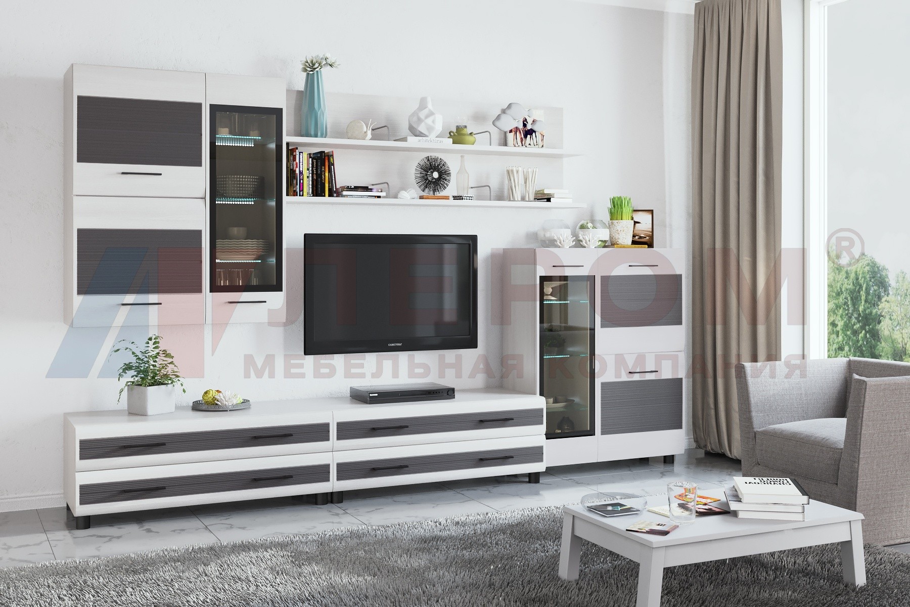 Гостиная-Стенка Камелия №6 (В-2172 х Ш-3060 х Г-452 мм)