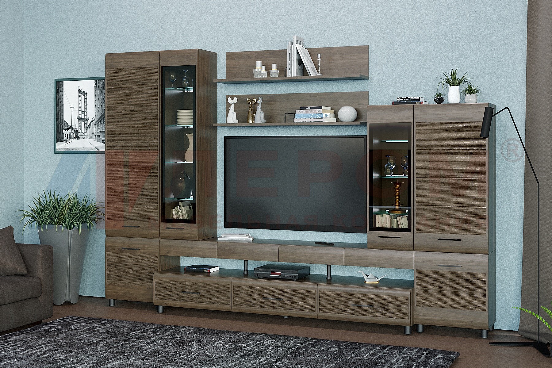 Гостиная-Стенка Камелия №3 (В-2172 х Ш-3240 х Г-452 мм)