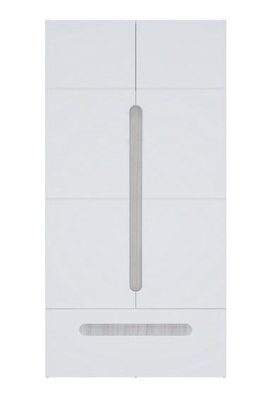 Шкаф 2х-Створчатый с Ящиком Палермо -3 МДФ (Ш-1068 мм х Г-381 мм x В-2078 мм) Ясень Шимо Светлый/ фасад Белый Глянец