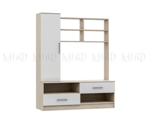 Гостиная Марго МДФ (Ш-1500 x В-1892 x Г-520 мм) Дуб Сонома/Белый Глянец