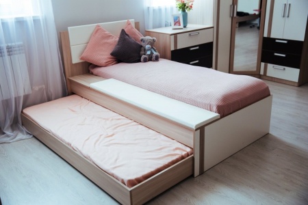 Кровать "Волкер" М 14 Ясень Шимо Светлый/Белый