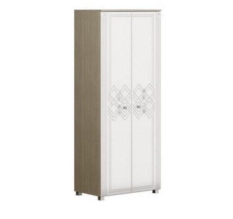 Шкаф Двухстворчатый Амели Дуб Сонома Светлый/Белый Глянец (Ш-900 х В-2109 х Г-515 мм)