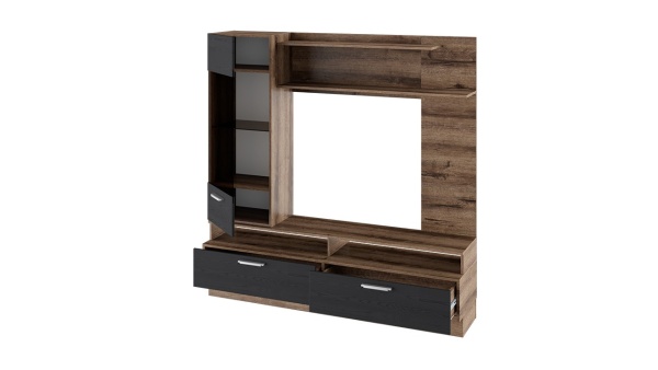 Гостиная Инфи Черный/Дуб Монастырский (Ш-2634 x В-1927 x Г-452 мм)