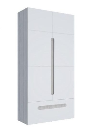 Шкаф 2х-Створчатый с Ящиком Палермо МДФ Ясень Шимо Светлый/ фасад Белый Глянец