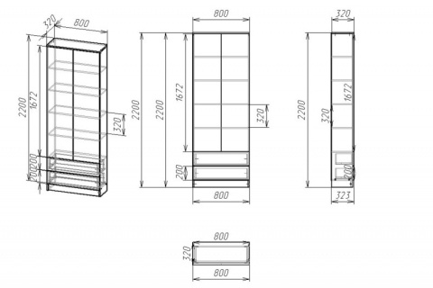 Книжный шкаф Мебелайн-35