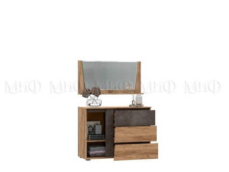 Комод Портофино (Ш-1000 × В-750 × Г-418 мм) Дуб Крафт/Бетон