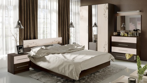 Спальный Гарнитур Мадлен №1 Венге/Дуб Белфорт с Рисунком