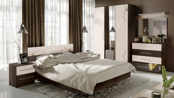 Спальный Гарнитур Мадлен №1 Венге/Дуб Белфорт с Рисунком