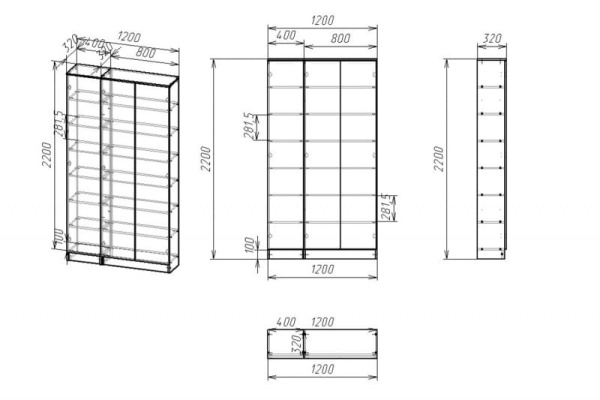 Книжный шкаф Мебелайн-5