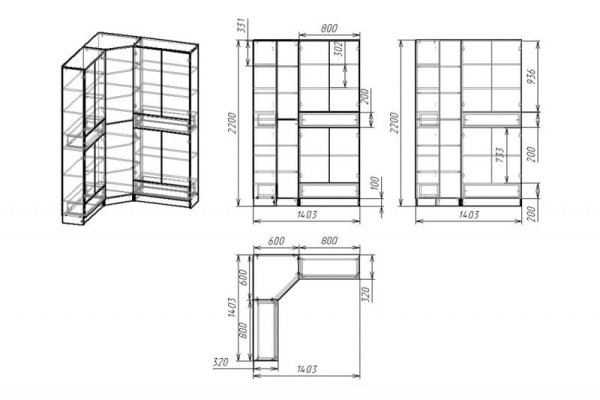 Книжный шкаф Мебелайн-47
