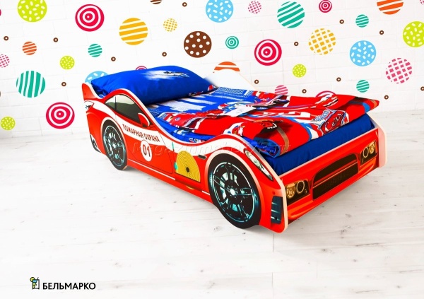 Детская кровать-тачка ПОЖАРНАЯ ОХРАНА