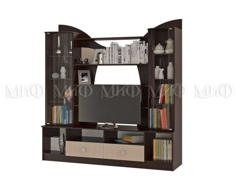 Гостиная Гамма Центральная Часть (Ш-2000 мм x В-2066 мм x Г-530 мм)/Дуб Венге/Дуб Беленый