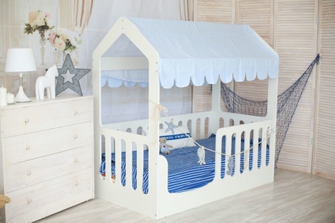 Кровать Сказка (Домик) Белая/Спальное Место 800 х 1600 мм