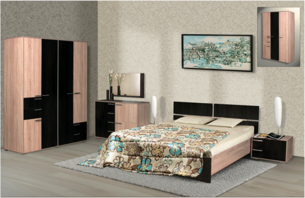 Ивушка Спальный Гарнитур ЛДСП (Шкаф 4-х Створчатый) с Матрасом в Подарок/Разные Цвета