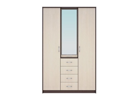 Шкаф-Купе Комфорт-4 Венге/Дуб Молочный (Ш-1340 × В-2160 × Г-574 мм)