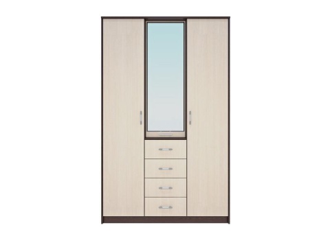 Шкаф-Купе Комфорт-4 Венге/Дуб Молочный (Ш-1340 × В-2160 × Г-574 мм)