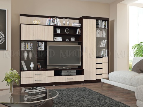 Гостиная Жаклин Венге/Дуб Сонома (Ш- 2700 мм x В-2057 мм x Г-456 мм)