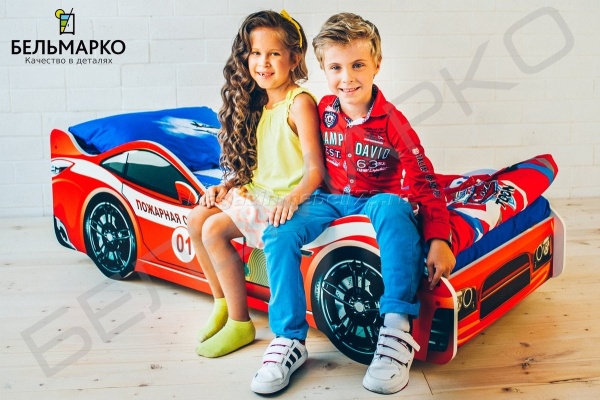 Детская кровать-тачка ПОЖАРНАЯ ОХРАНА