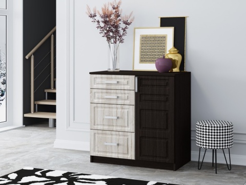 Комод Бергамо-1 Венге/Ясень Шимо Светлый МДФ (Ш-900/В-910/Г-440мм)