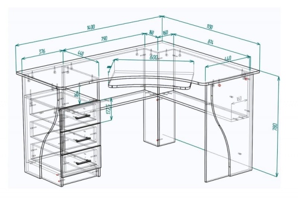 Компьютерный стол "Мебелайн-61" (тумба справа)